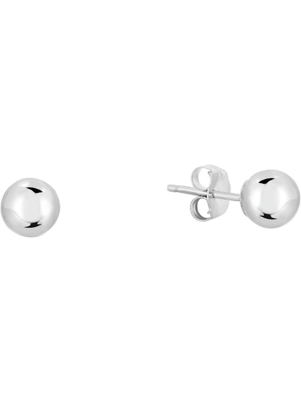 Elegant 14k White Gold Ball Stud Earrings with Butterfly Pushback Closure